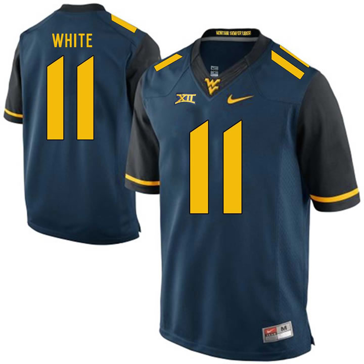 West Virginia Mountaineers #11 Kevin White Navy College Football Jersey
